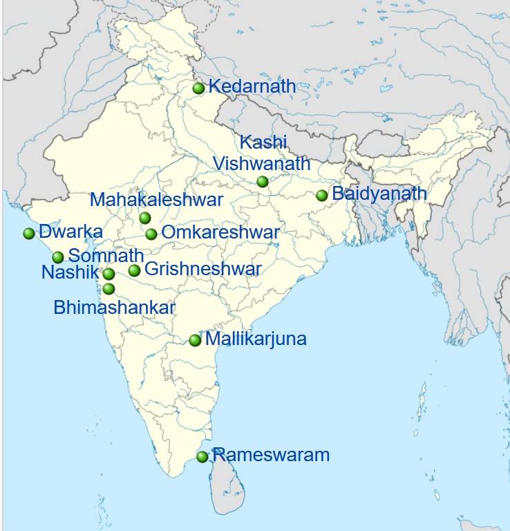 12 джьотирлингамов в Индии