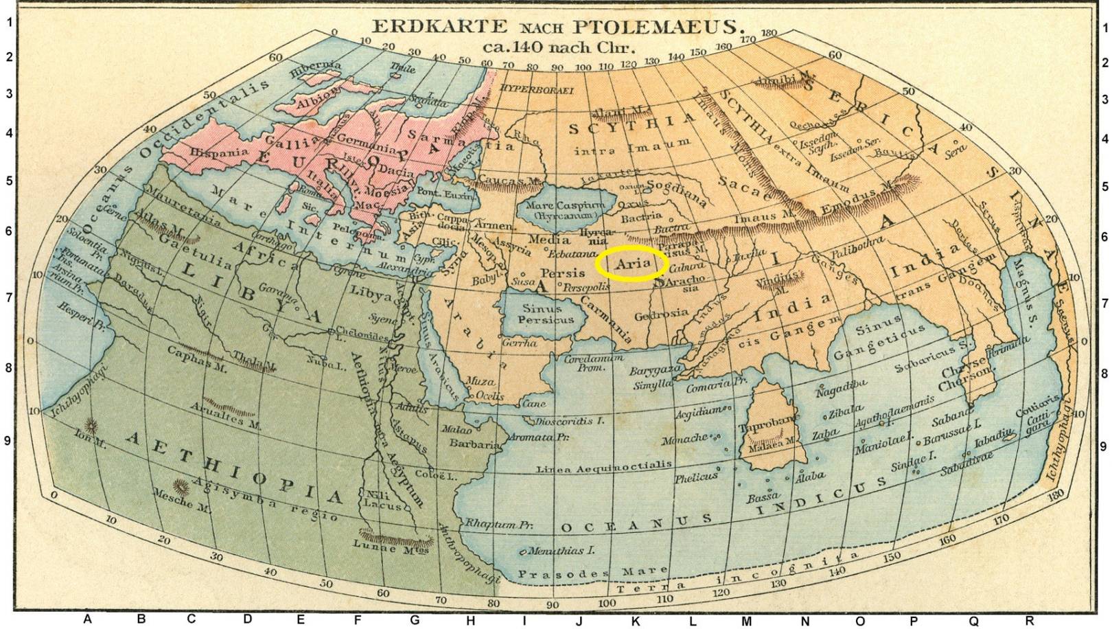 арии на карте мира Птолемея