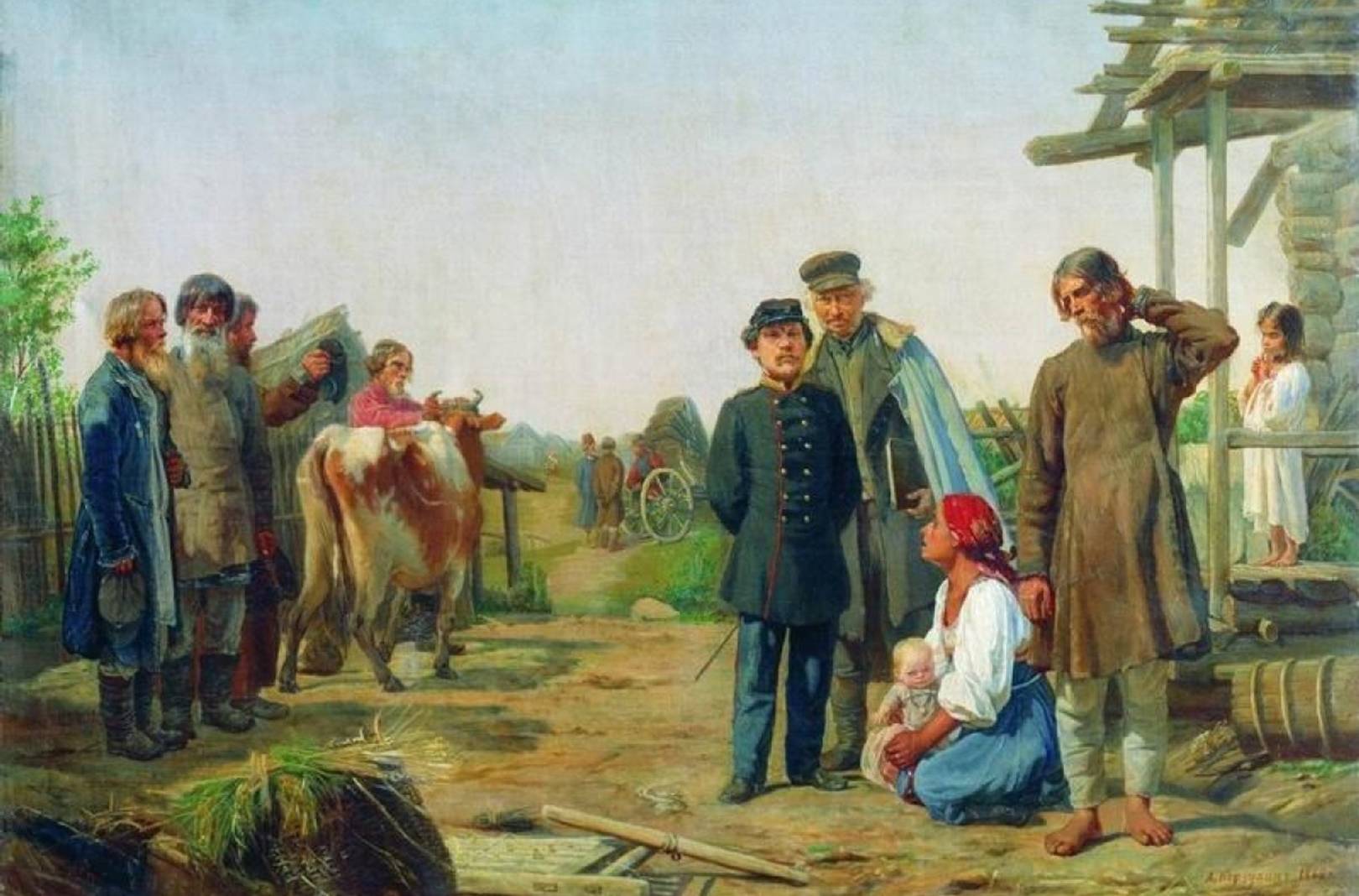 Российское право 18 века. Корзухин сбор недоимок картина.