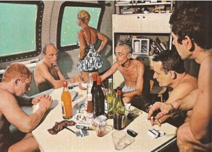 Жак Кусто и члены его семьи на борту «Преконтинент-III» /messynessychic.com/ 