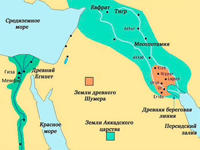 карта древней Месопотамии