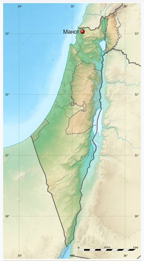 Пещера Манот на карте Израиля 