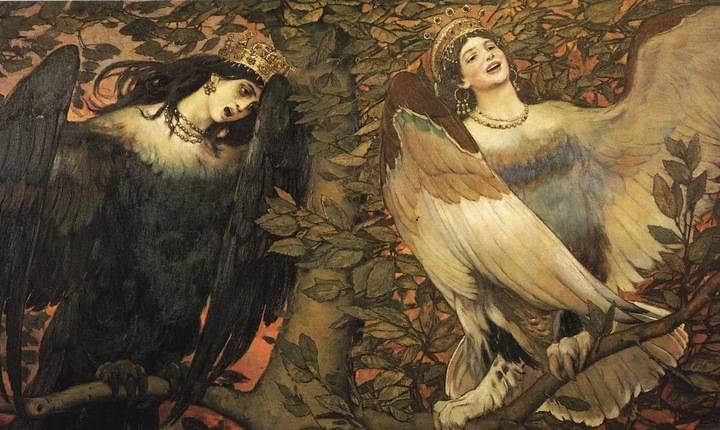 Картина В. Васнецова "Сирин и Алконост. Птицы печали и радости." 