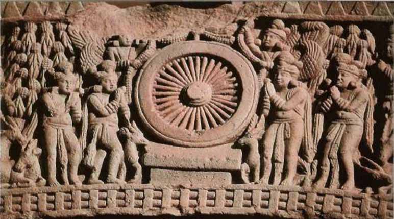 Колесо изображение на барельефах храма