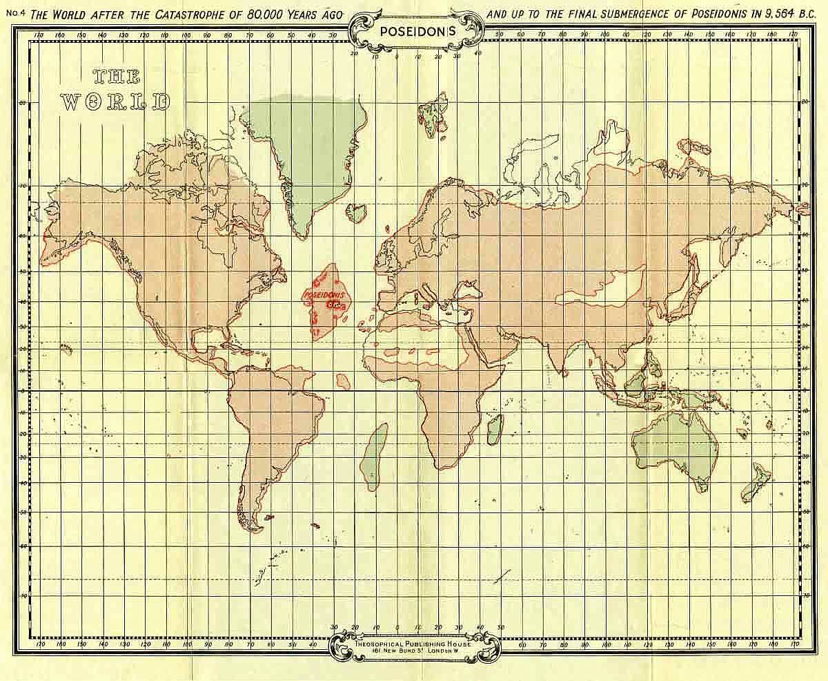 эзотерическая теософская карта Атлантиды