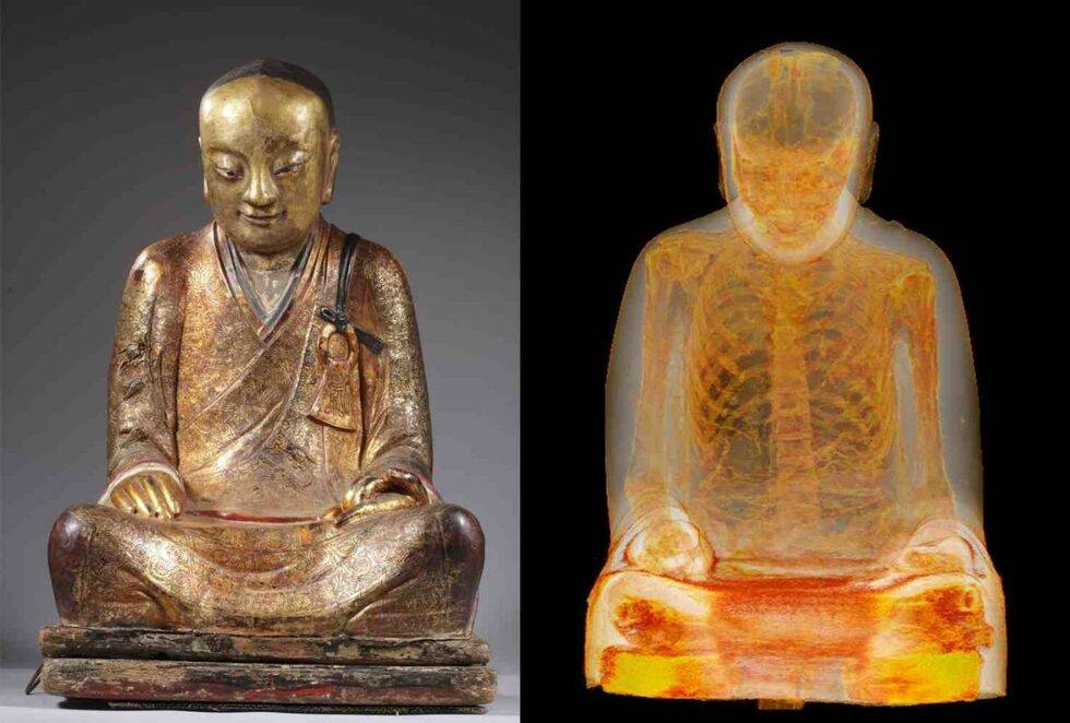 мумия золотая статуя Будды