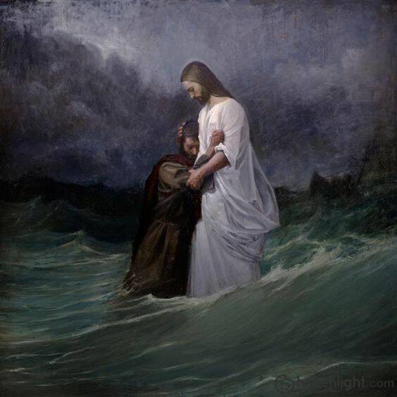апостол Пётр и Иисус в море. 