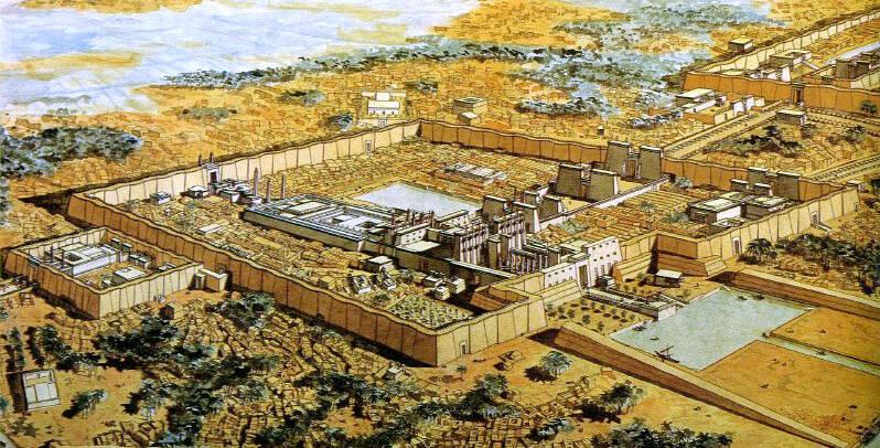 Реконструкция храмового комплекса в Карнаке. Источник: https://bellabs.ru/Egypt/Karnak.html